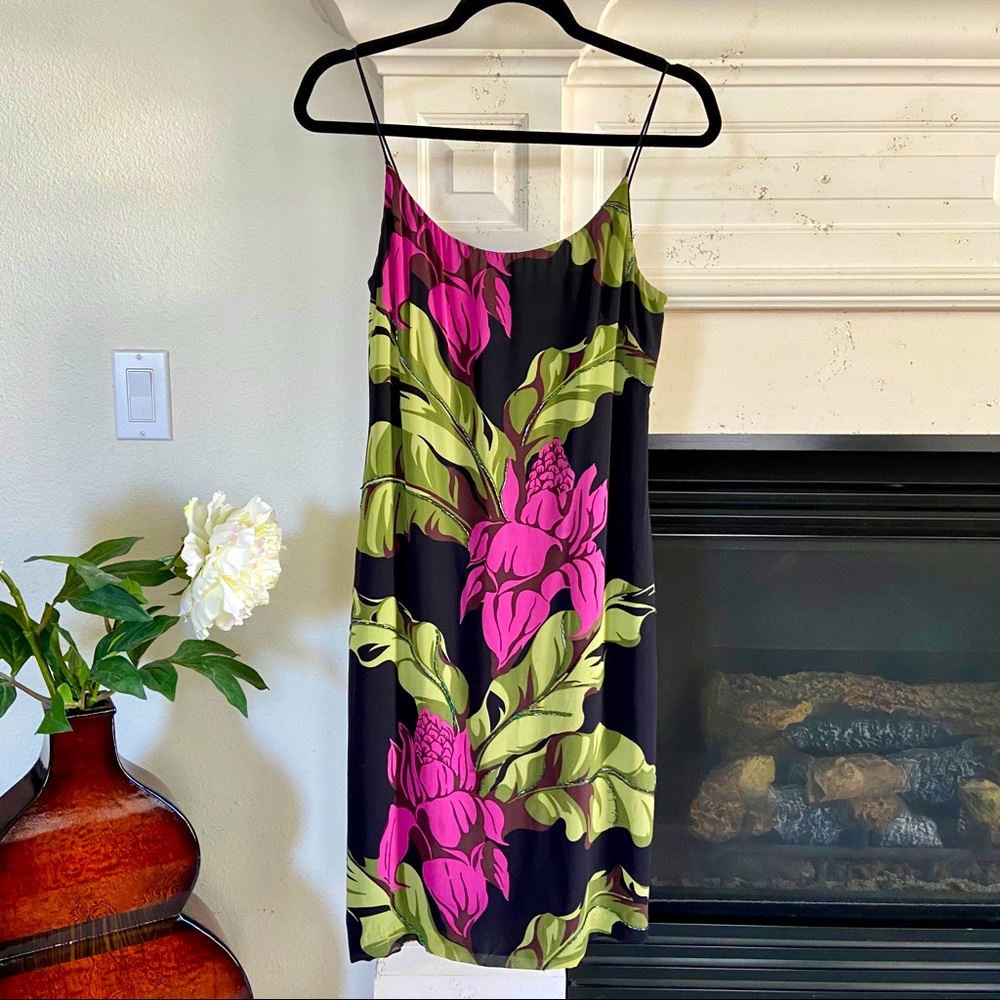Nicole Miller Floral Silk Knee-Length Sheath Dress
